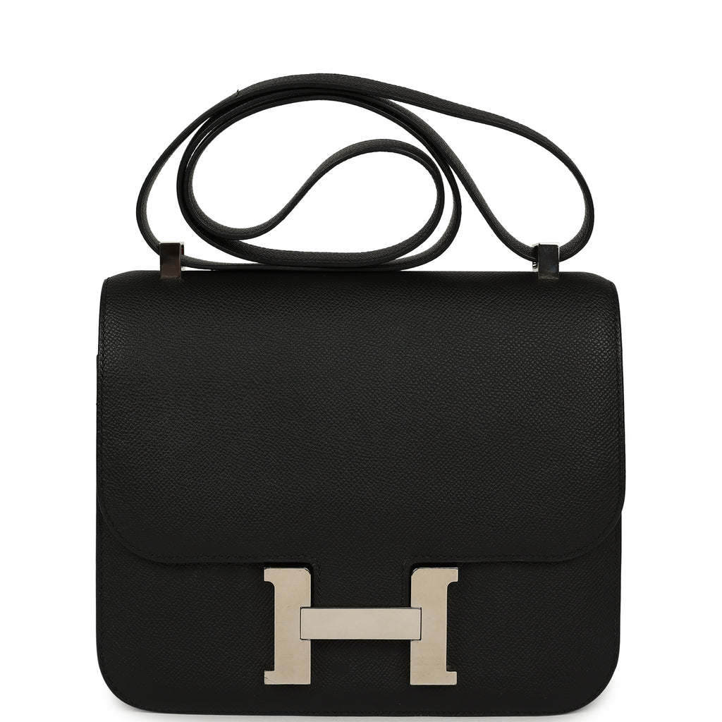 Pre-owned Hermes Constance 24 Black Epsom Palladium Hardware