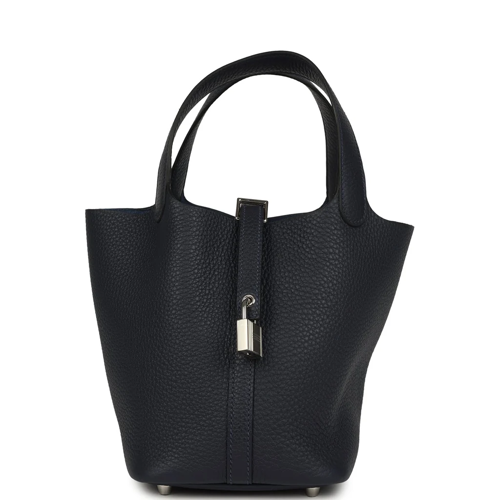 Hermes Picotin Lock 18 Bleu Nuit Clemence Palladium Hardware