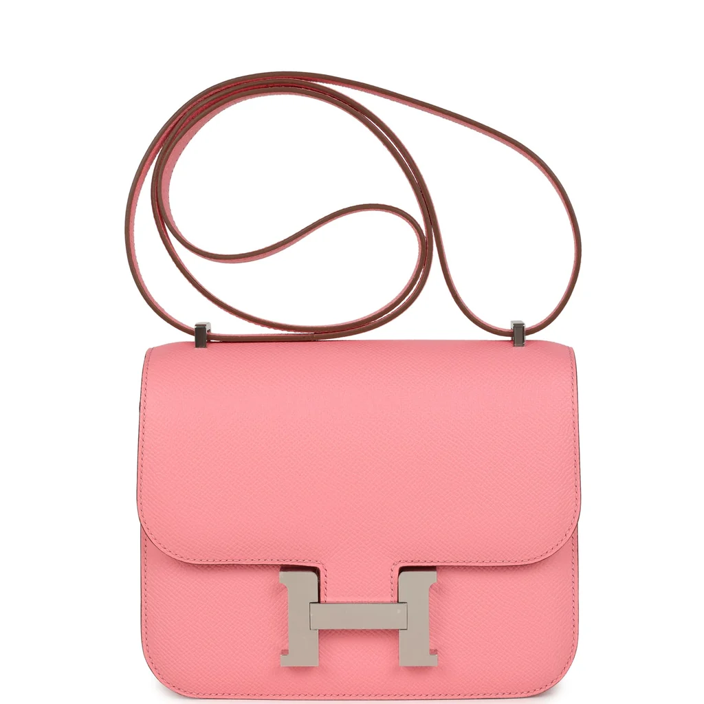Hermes Constance 18 Rose Confetti Epsom Palladium Hardware