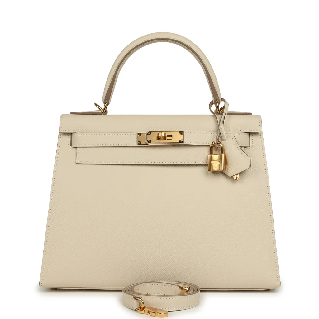 Hermes Kelly Sellier 28 Craie Epsom Gold Hardware