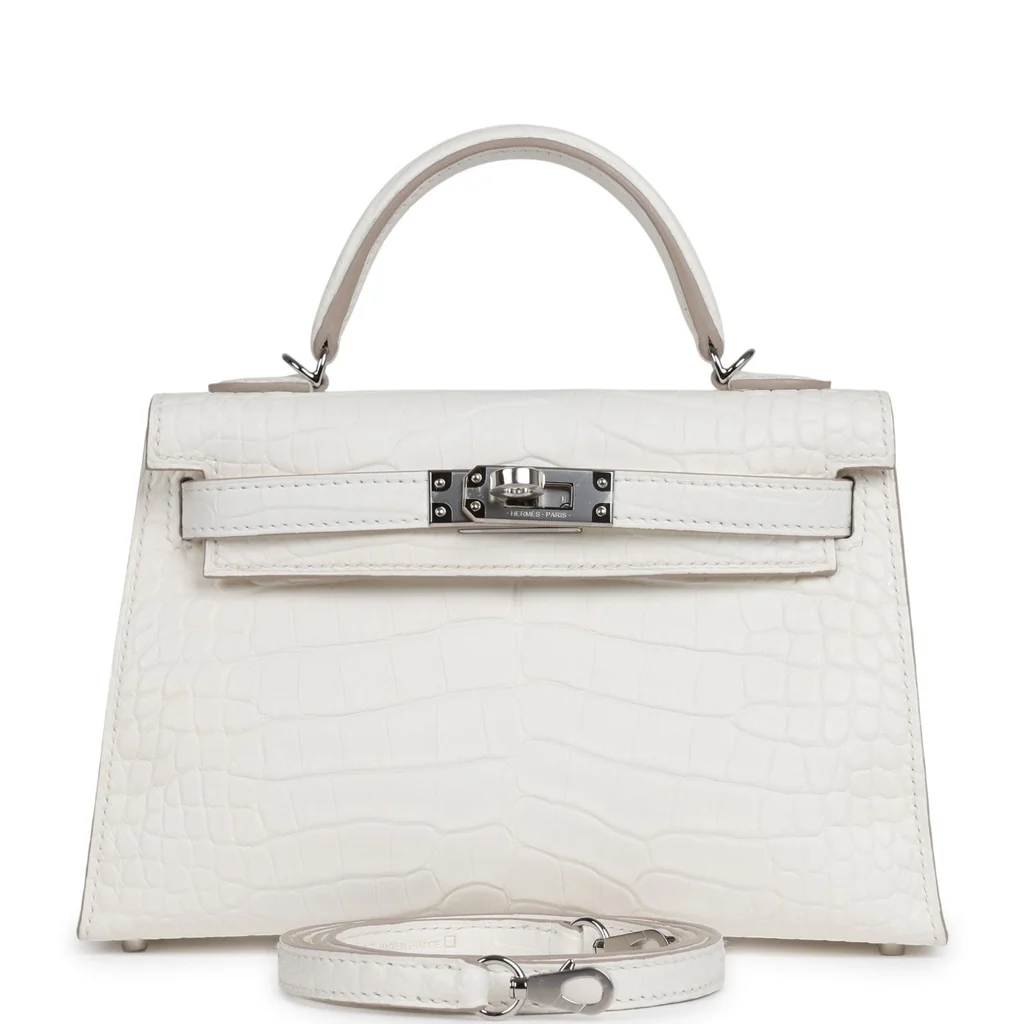 Hermes Kelly Sellier 20 Creme Chantilly Matte Alligator Palladium Hardware