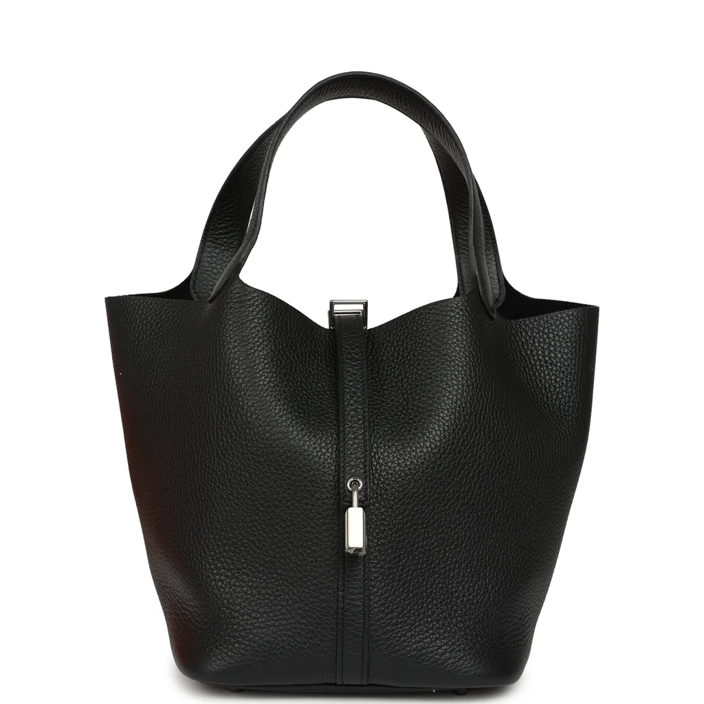Hermes Picotin Lock 22 Black Clemence Palladium Hardware