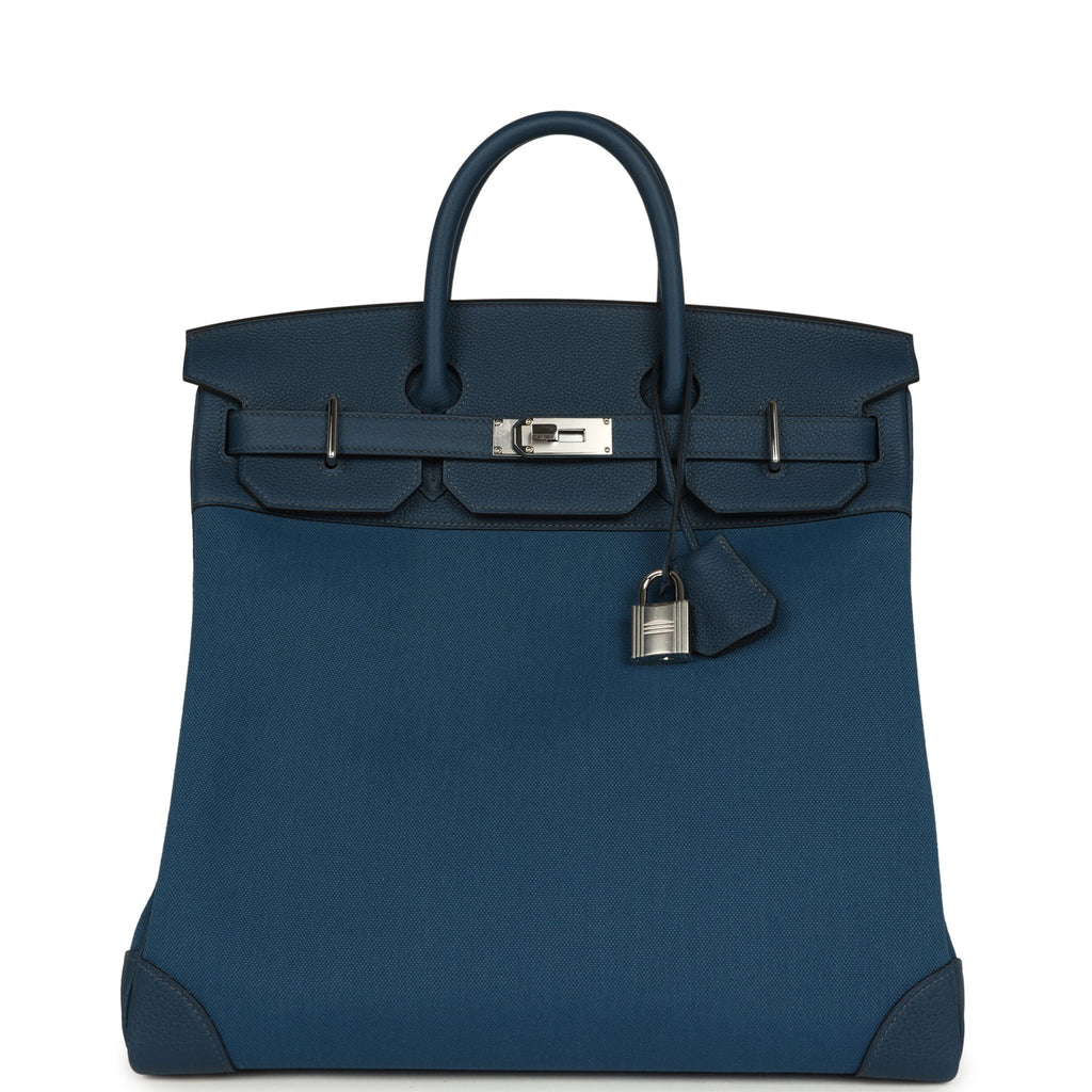 Hermes HAC Birkin 40 Bleu De Prusse Togo, Bleu Thalassa Militaire Canvas Palladium Hardware
