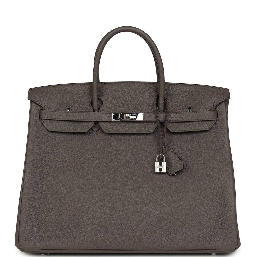 Pre-owned Hermes Birkin 40 Etain Togo Palladium Hardware