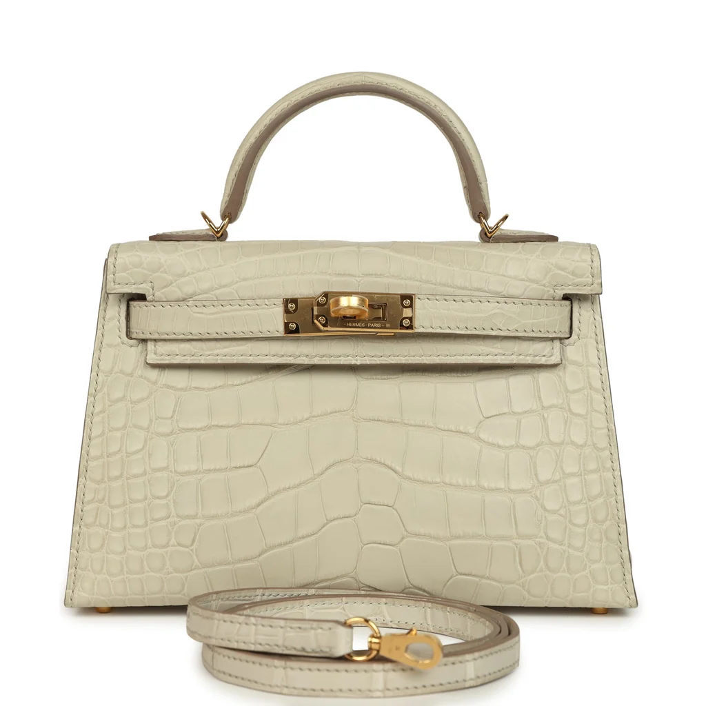 Hermes Kelly Sellier 20 Beton Matte Alligator Gold Hardware