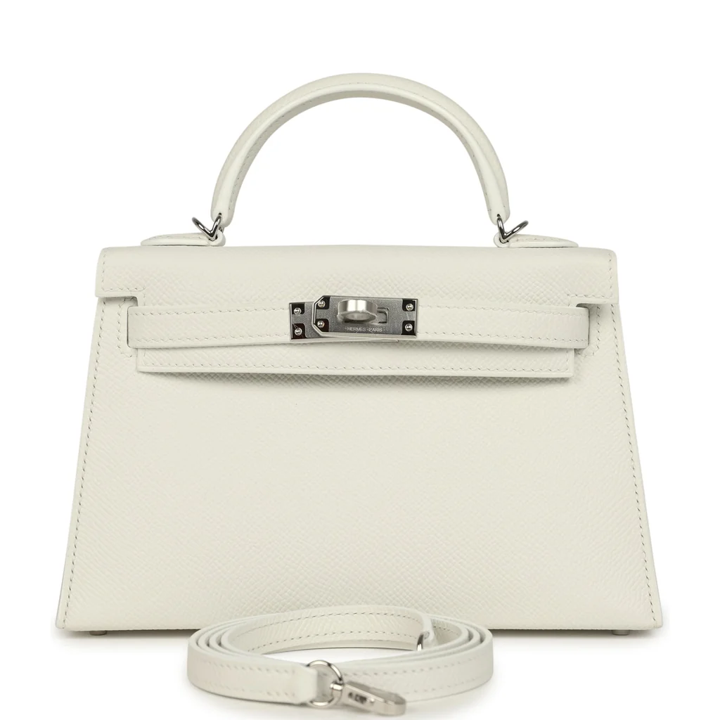 Hermes Kelly Sellier 20 New White Epsom Palladium Hardware