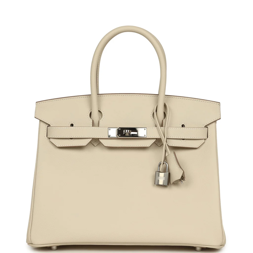 Pre-owned Hermes Birkin 30 Craie Epsom Palladium Hardware