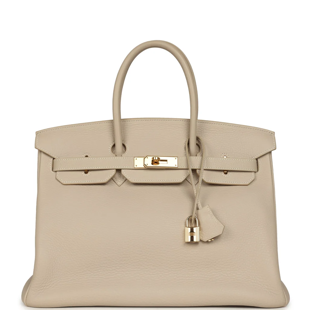Vintage Hermes Birkin 35 Beige Rose Clemence Gold Hardware