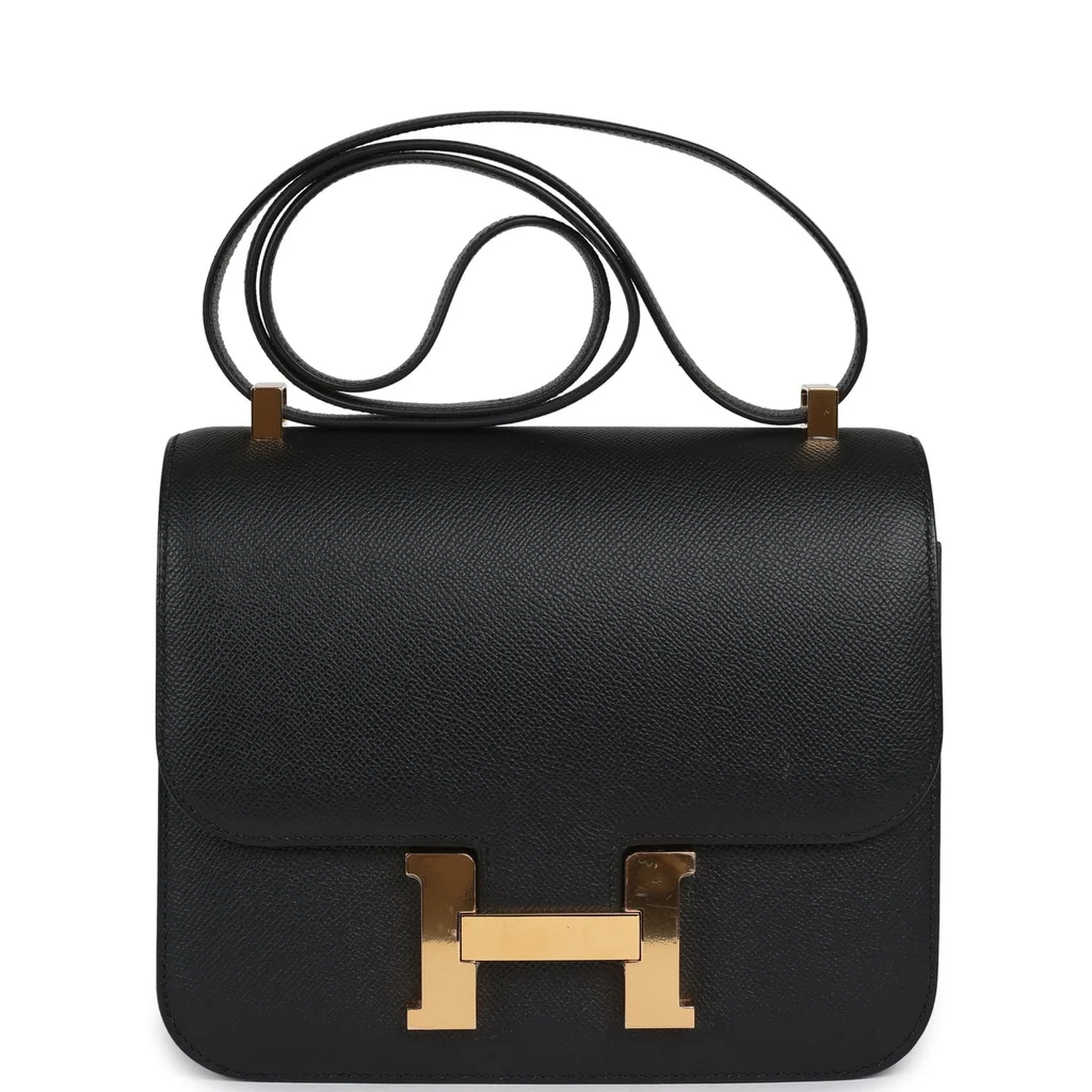 Pre-owned Hermes Constance 24 Black Epsom Gold Hardware
