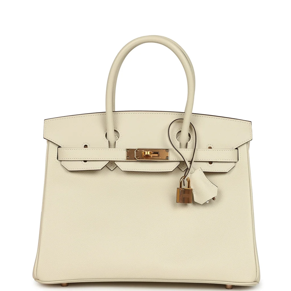 Pre-owned Hermes Special Order (HSS) Birkin 30 Craie Verso Epsom Rose Gold Hardware