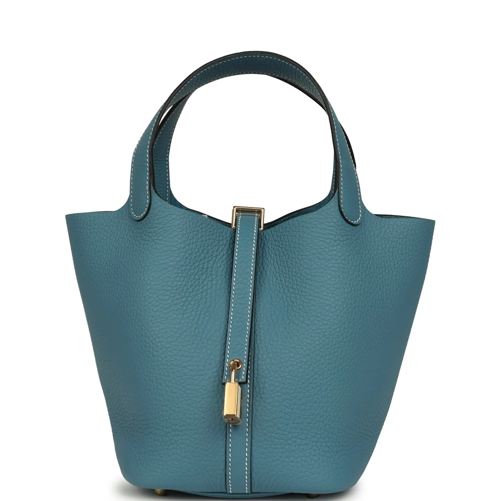 Hermes Picotin Lock 18 Blue Jean Clemence Gold Hardware