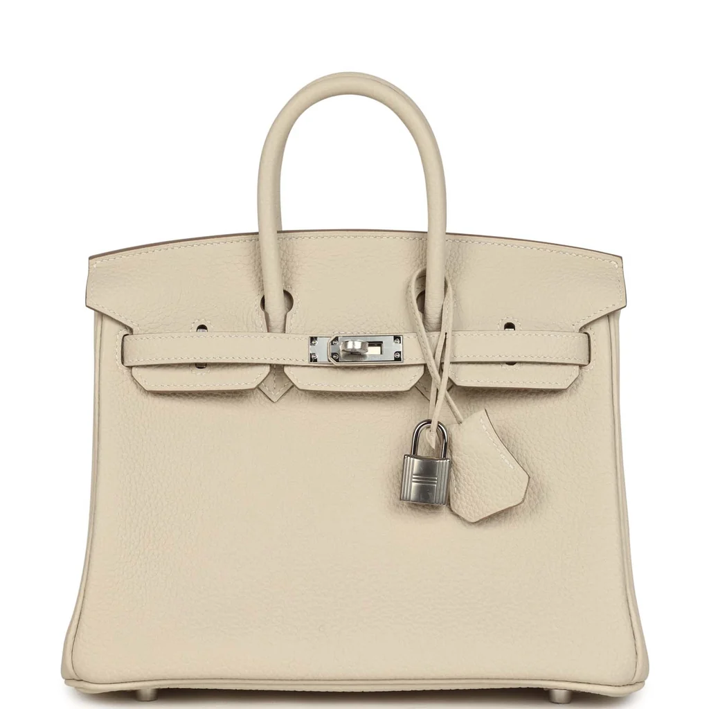 Hermes Birkin 25 Craie Togo Palladium Hardware