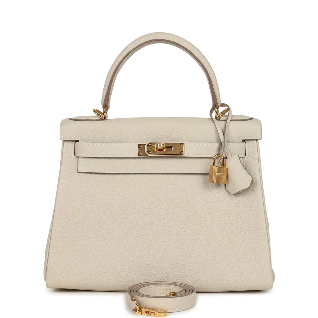 Hermes Kelly Retourne 28 Craie Togo Gold Hardware
