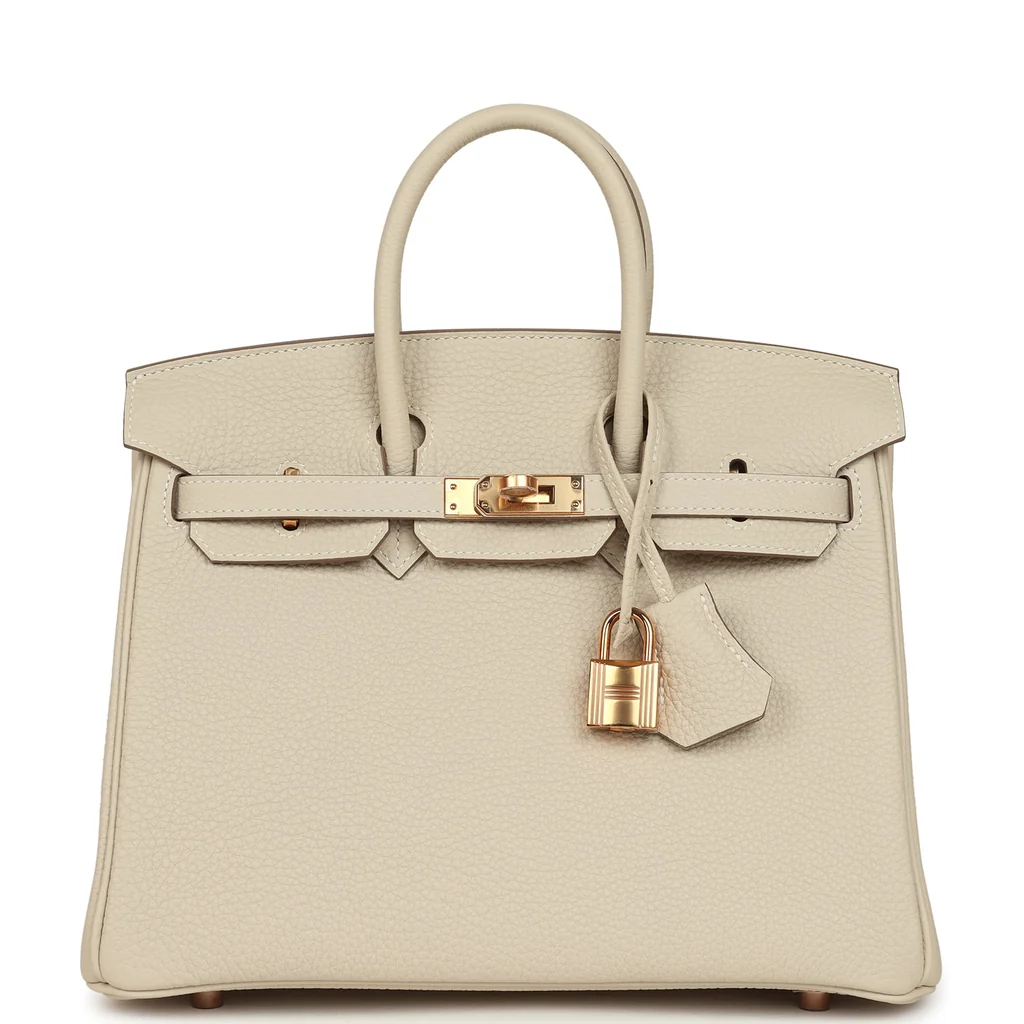 Hermes Birkin 25 Craie Togo Rose Gold Hardware