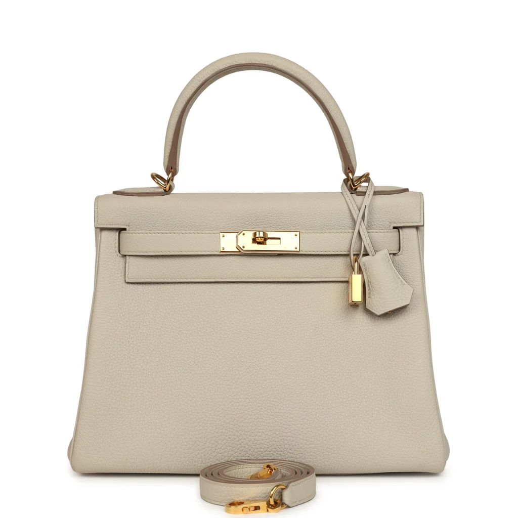 Pre-owned Hermes Kelly Retourne 28 Beton Togo Gold Hardware